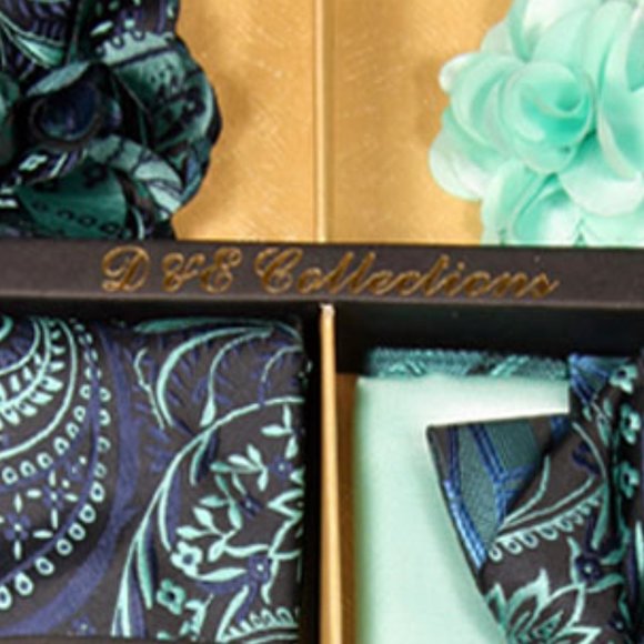 6 Piece Blue & Mint Green Necktie & Bow Tie Set - Picture 6 of 6